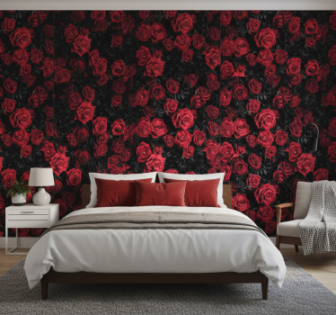 Tapet blommor vackra röda rosor - Tenstickers