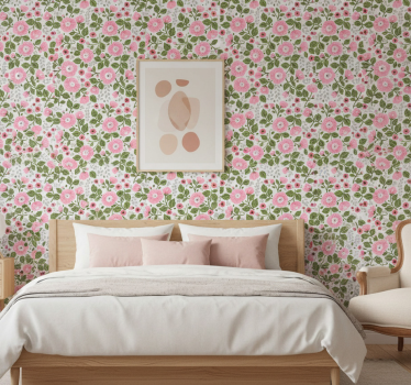 Tapet blommor vackra rosa blomhuvuden - Tenstickers