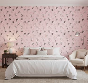 Tapet blommor vita liljor på rosa bakgrund - Tenstickers