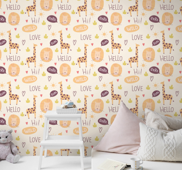 Tapet giraff med ord barn tapet - Tenstickers