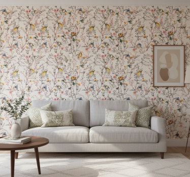 Tapet klassisk med naturalistisk blommönster - Tenstickers