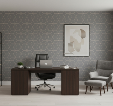 Tapet kontor geometriskt grått hexagonmönster - Tenstickers