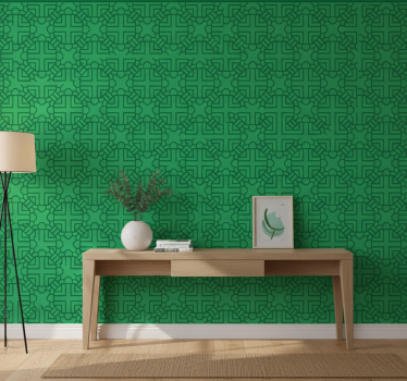 Tapet korridor geometrisk grön mönster - Tenstickers