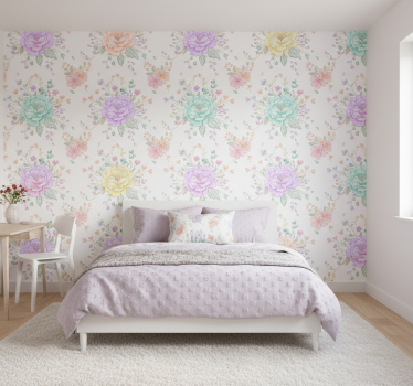 Tapet lila pastellblommor för barnrum - Tenstickers