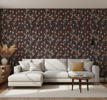 Tapet texturer och mönster bruna blommor kallax - Tenstickers