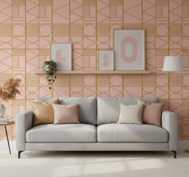 Tapet texturer och mönster i guld och rosa - Tenstickers