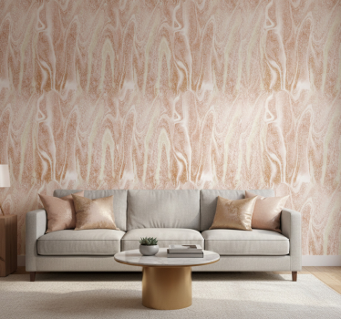 Tapet texturer och mönster i rosa och guld marmor - Tenstickers