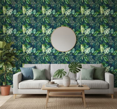 Tapet texturer och mönster jungle print växtdesign - Tenstickers