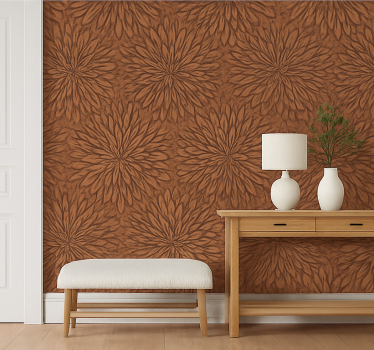 Tapet trä modern korallblomma burst - Tenstickers