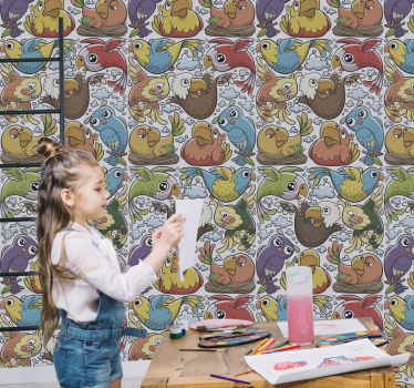 Tecknade fåglar barn tapeter - Tenstickers
