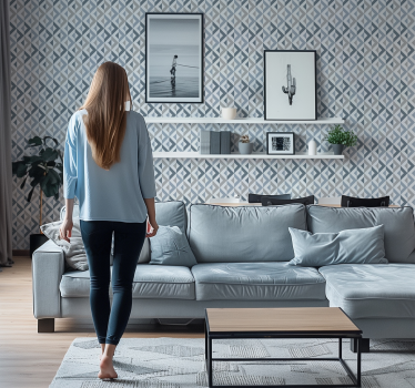 Textil effekt geometriska tapeter - Tenstickers