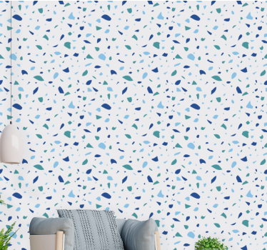 Blå enkel terrazzo Tapet texturer och mönster - Tenstickers