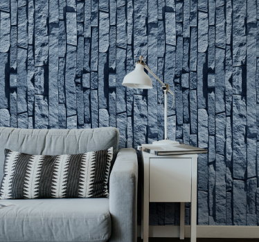 Texturerat tapet blå falsk sten - Tenstickers