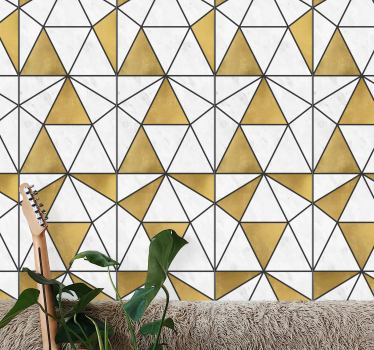 Geometriska marmorfacetter Tapet trianglar - Tenstickers