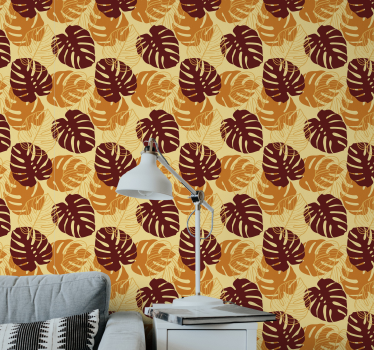 Tropiska monstera mönster Tapet blad - Tenstickers