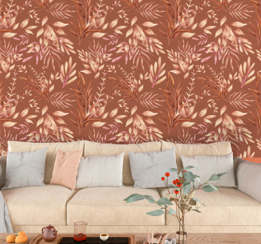 Tropiska växter terracotta tapet - Tenstickers