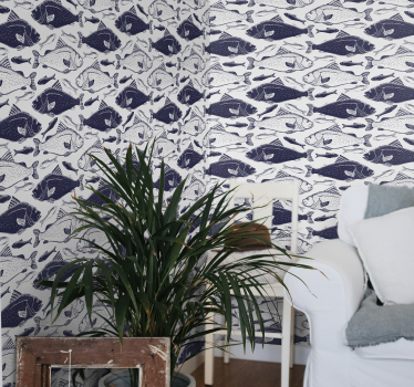 Under havet fiskar vardagsrum tapeter - Tenstickers