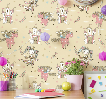 Unicorn castle och prinsessan barn tapeter - Tenstickers