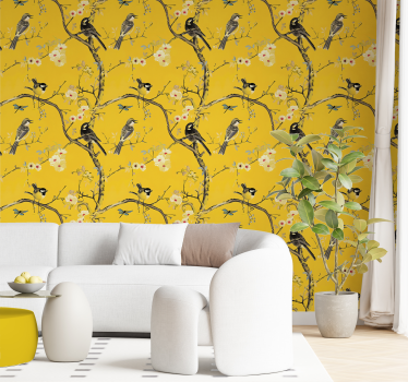 Vårens design Gula tapet - Tenstickers
