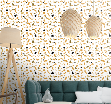 Varma färger terrazzo stil vardagsrum tapeter - Tenstickers
