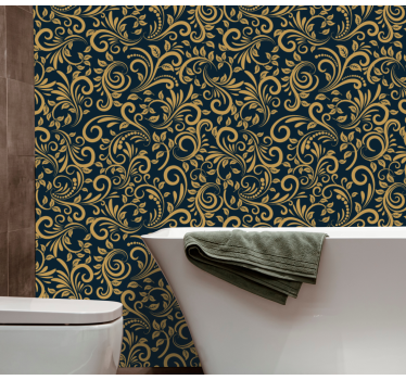 Versace guld svart blommig tapet - Tenstickers