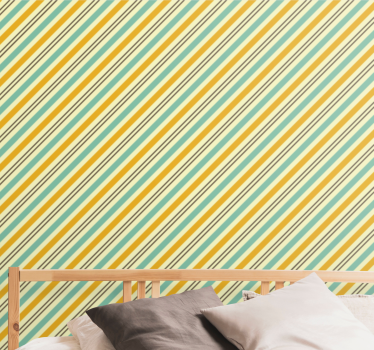 Vintage diagonalt tricolor mönster sovrum tapet - Tenstickers