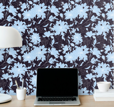 Vintage gamla blå blommor stil natur tapeter - Tenstickers