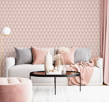 Vintage geometrisk design Rosa tapet - Tenstickers