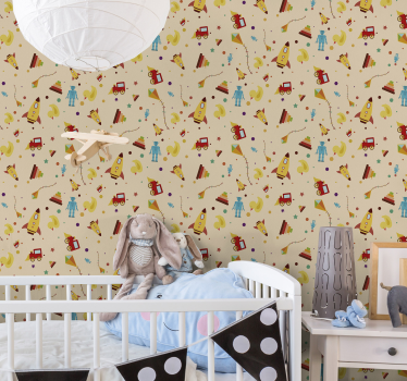 Vintage leksaker barn tapeter - Tenstickers