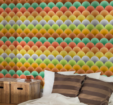 Vintage med orange cercles retro tapet - Tenstickers