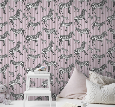Vintage zebra illustration cool djur tapet - Tenstickers