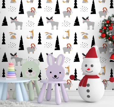 Vinter djur mönster xmas tapeter - Tenstickers