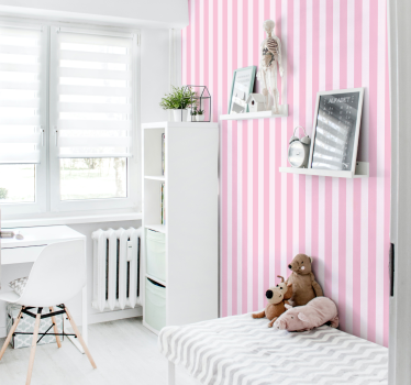 Vita och rosa vertikala ränder randig tapet - Tenstickers