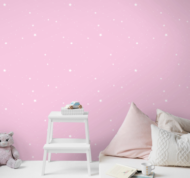 Vita stjärnor med rosa bakgrund barn tapeter - Tenstickers