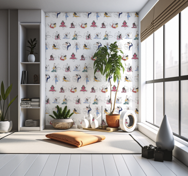 Yoga färg ikoner blommönster wallaper - Tenstickers